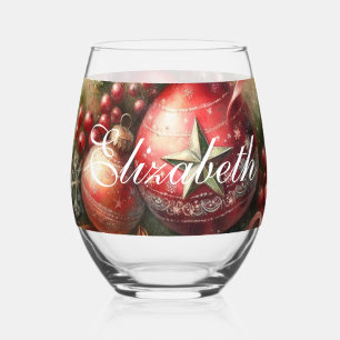 Vintag Pastel Watercolor Weihnachtsschmuck Weinglas Ohne Stiel