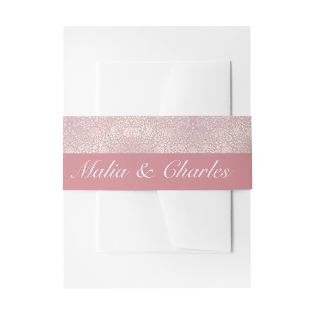 Vintag Pastellrosa Silberblume Einladungsbanderole (Vorderseite Beispiel)