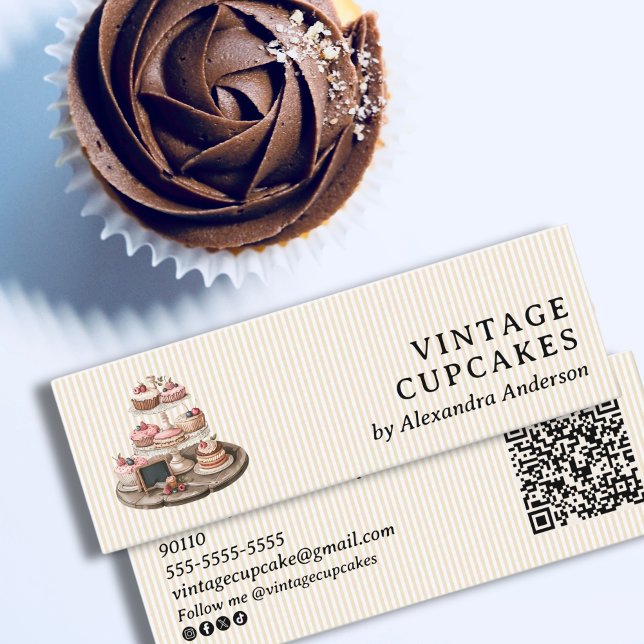Vintag Patisserie Süßigkeiten Konditorei Koch Mini Visitenkarte (Vintage Patisserie Sweets Pastry Chef Mini Business Card)