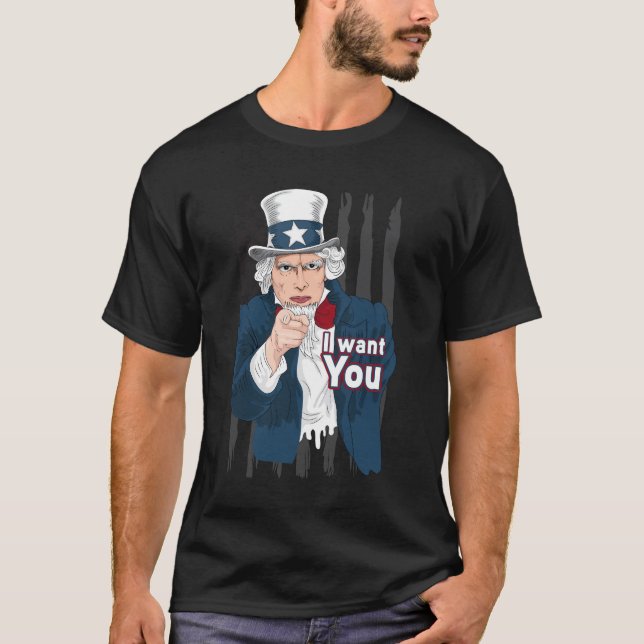 Vintag Patriotic Uncle Sam America T-Shirt (Vorderseite)