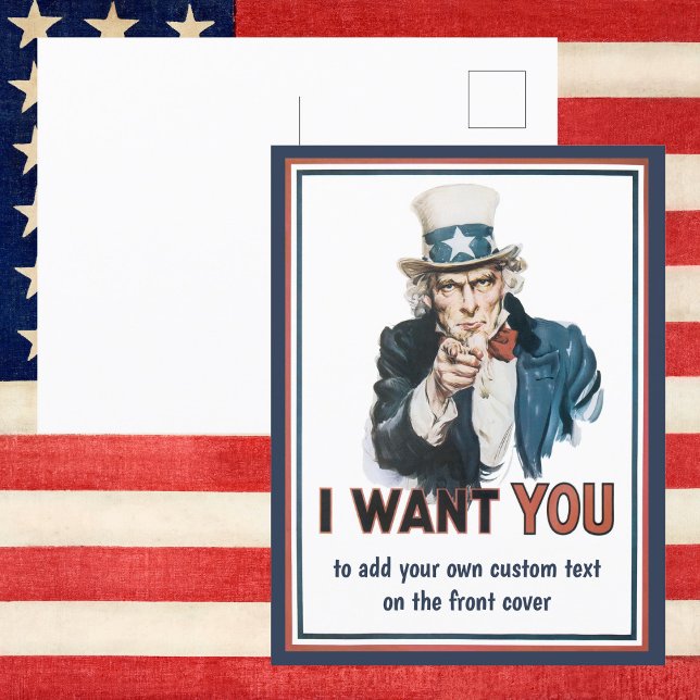 Vintag Patriotic Uncle Sam Woll Postkarte (Von Creator hochgeladen)