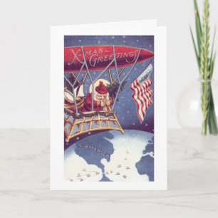 Vintag - Patriotische Wünsche des Weihnachtsmannes Feiertagskarte