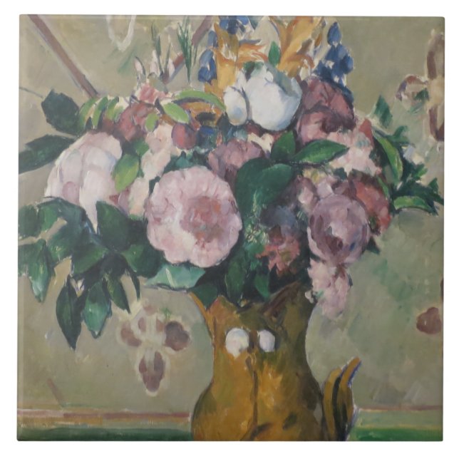 Vintag Paul Cezanne Vase von Blume Fliese (Vorderseite)
