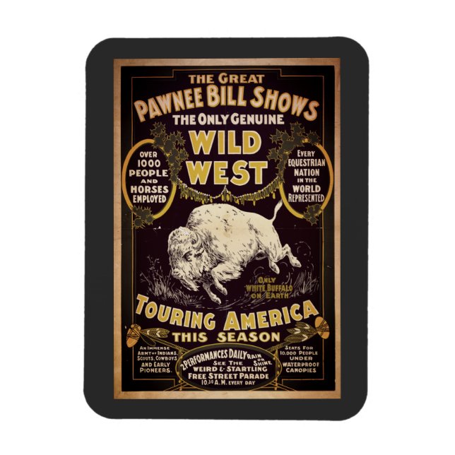 Vintag Pawnee Bill Wild West Show Magnet (Vertikal)