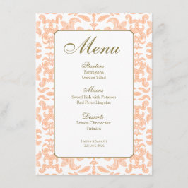 Vintag Peach Gemustert Menus Menükarte