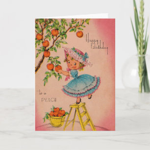 Vintag Peach Girl Geburtstagskarte Karte