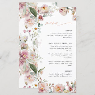 Vintag Peach Pink Liebe ist in Bloom Brautparty Menükarte