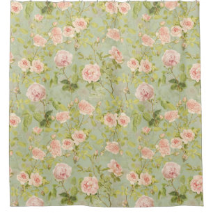 Vintag Peach Rokoko Rose Luxusgarten Duschvorhang