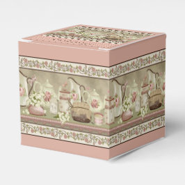 Vintag Peach Tee & Rose Cube Gevor Box Geschenkschachtel