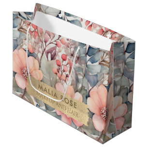 Vintag Peach Wildblumen Wasserfarben Makeust Künst Große Geschenktüte