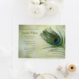 Vintag Peacock Feather Bridal Dusche Einladungen