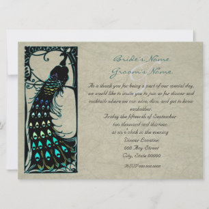 Vintag Peacock Hochzeitliches Probe-Dinner Einladung