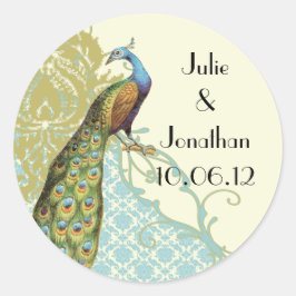 Vintag Peacock Lagoon Damask Sticker