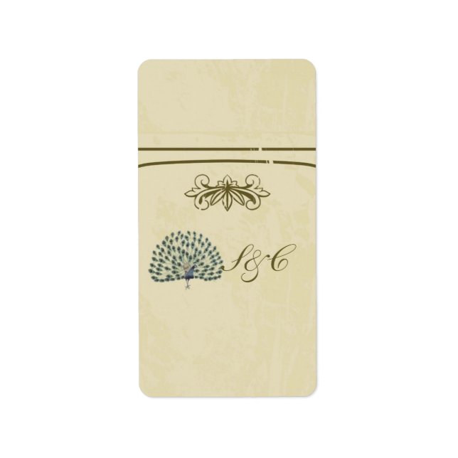 Vintag Peacock Mini Candy Bar Wrapper Adressaufkleber (Vorne)
