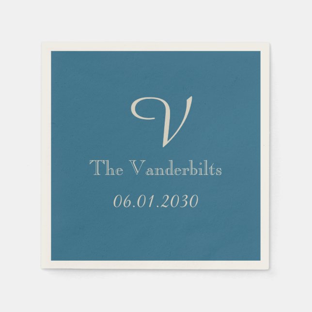 Vintag Peacock Monogram Wedding Napkin Serviette (Vorderseite)