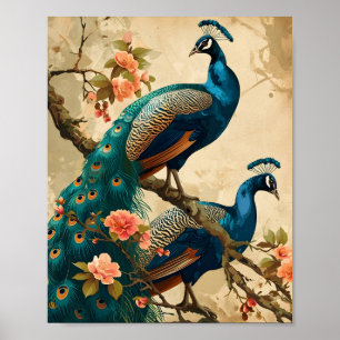 Vintag Peacock Splendor Poster