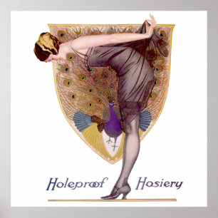 Vintag Peacock Woman Flapper Hübsch Poster