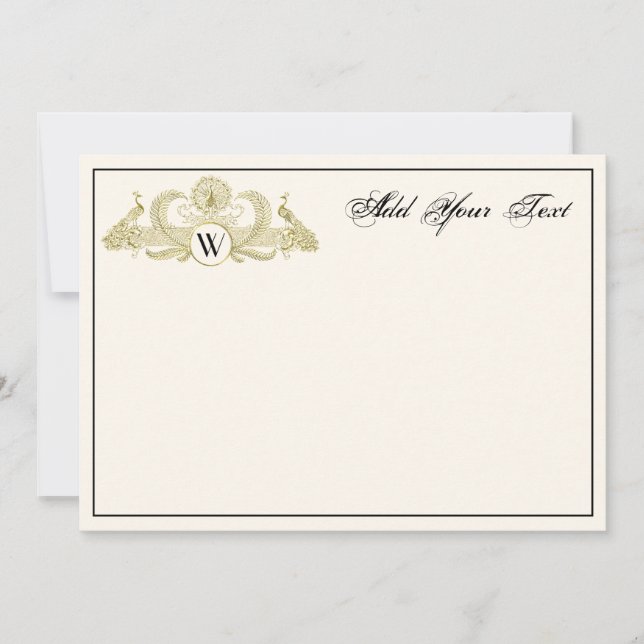 Vintag Peacocks Monogram Imitate Gold Ivory BG (Vorderseite)