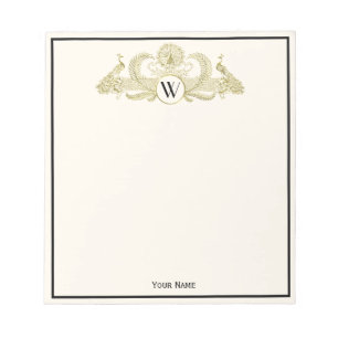 Vintag Peacocks Monogram Imitate Gold Ivory BG Notizblock
