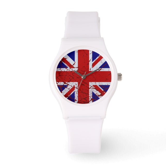 Vintag Peeling Paint Union Jack Flag Armbanduhr (Vorderseite)