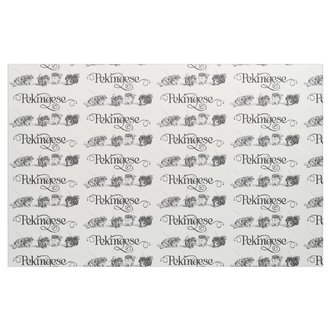 Vintag Pekingese Sketch Stoff (Fat Quarter (45,7 x 55,9 cm))