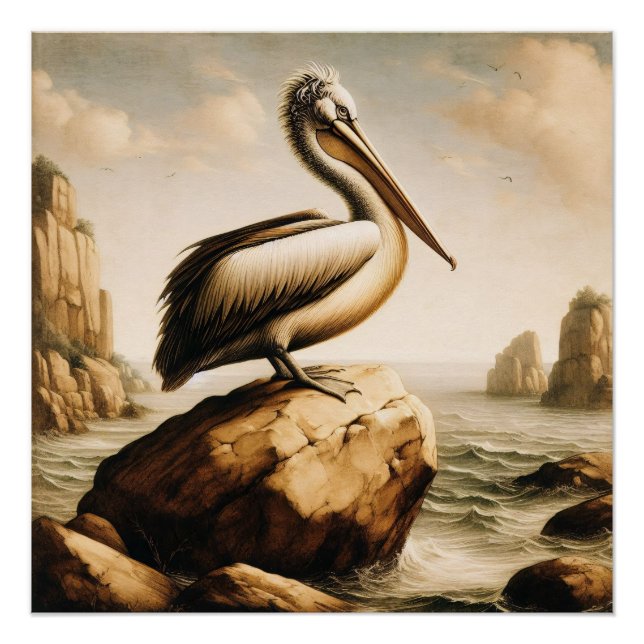 Vintag Pelican Decoupage Poster (Vorderseite)