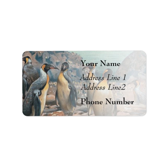 Vintag Penguin Herd Adressaufkleber (Vorne)