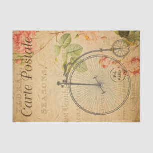 Vintag Penny Farthing Bicycle Bike Floral Französi Seidenpapier