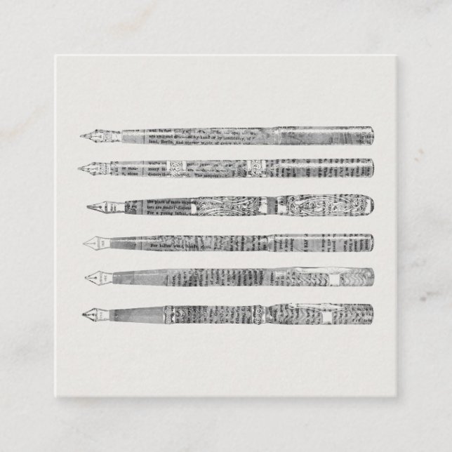 Vintag Pens Newspaper Art Illustration Begleitkarte (Vorderseite)