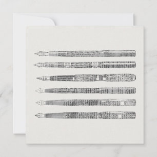 Vintag Pens Newspaper Art Illustration Karte