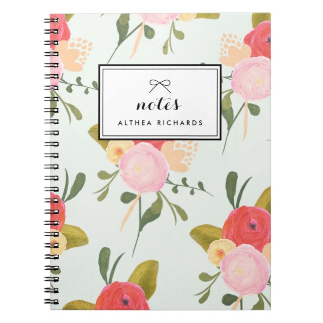 Vintag Peonies Design Personalisiertes Notebook Notizblock (Vorderseite)