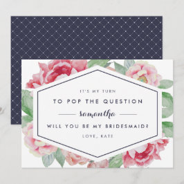 Vintag Peony Be My Bridesmaid Card Einladung