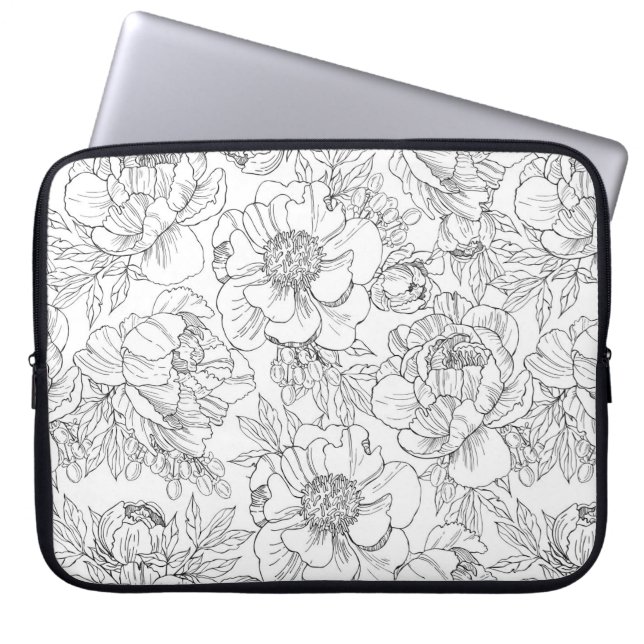 Vintag Peony Floral Muster Laptopschutzhülle (Vorderseite)