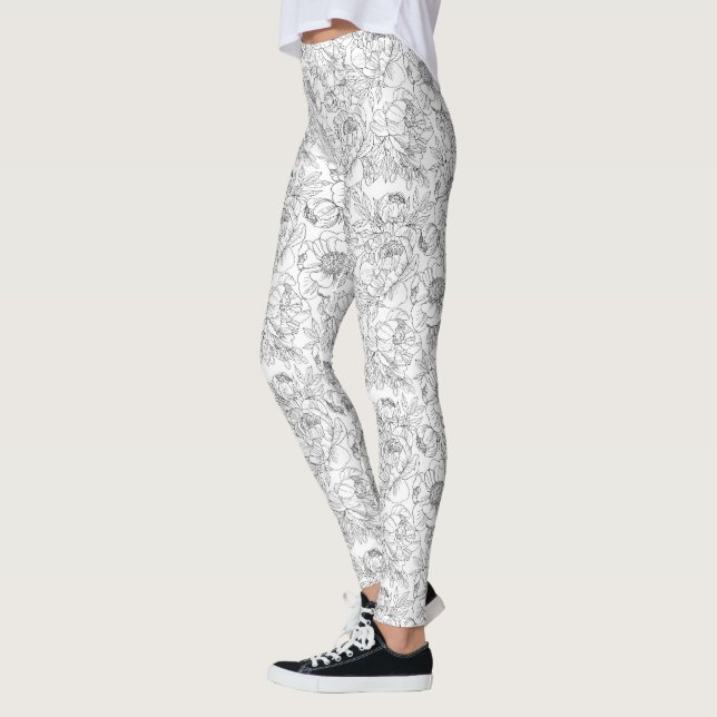 Vintag Peony Floral Muster Leggings (Links)