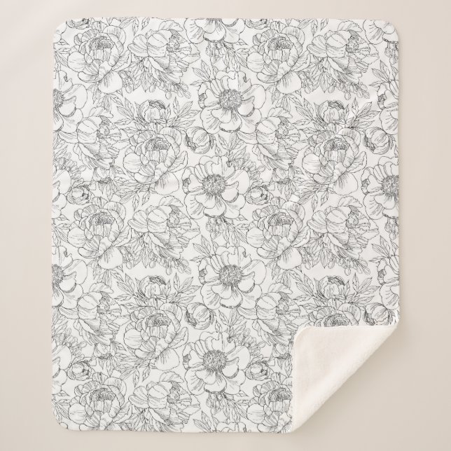Vintag Peony Floral Muster Sherpadecke (Vorderseite)