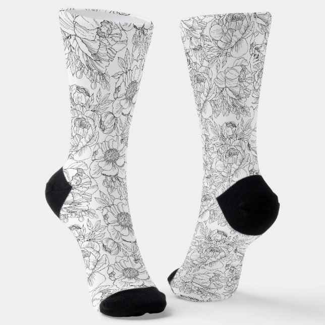 Vintag Peony Floral Muster Socken (Gewinkelt)