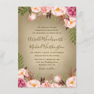 Vintag Peony Rose Blush Hochzeitseinladungen Einladung