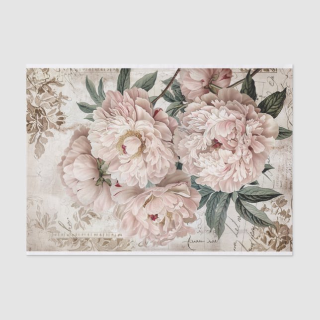 Vintag Peony Shabby Wallpaper Decoupage Seidenpapier (Vorderseite)