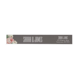 Vintag Peony Wedding Couple Brown Address Label