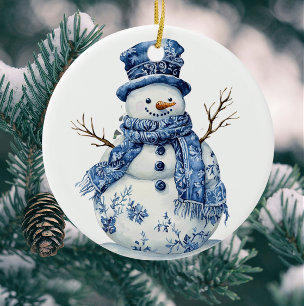 Vintag Personalisieren Chinoiserie Blue White Snow Keramik Ornament