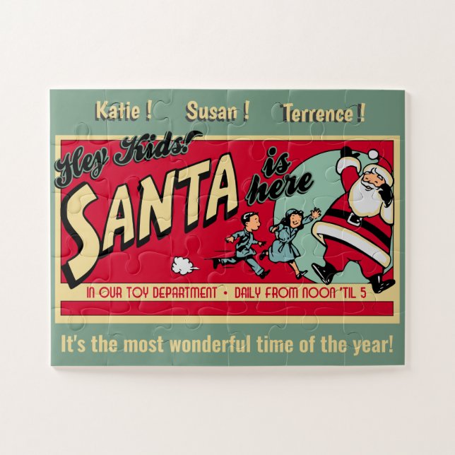 Vintag Personalisierter Santa Puzzle (Horizontal)