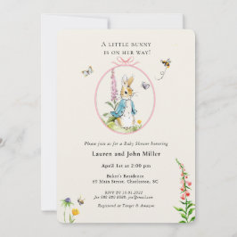 Vintag Peter Rabbit Pink Mädchen Dusche Einladung