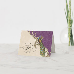 Vintag Pfau 1 Mit Monogramm anfängliche Notecard -