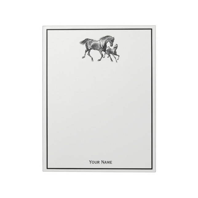 Vintag Pferde Mutter Babyfohlen Notizblock (Rotiert)