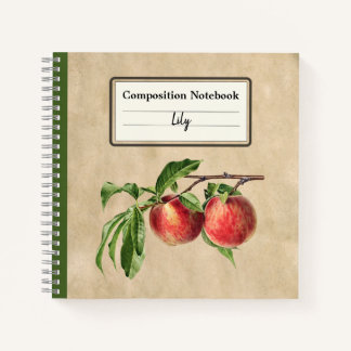 Vintag Pfirsiche Illustration Personalisiert Comp Notizbuch