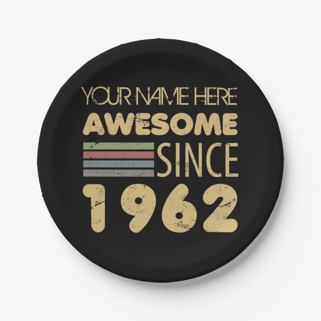 Vintag Phantastisch 1962 60. Geburtstag Pappteller (Vorderseite)