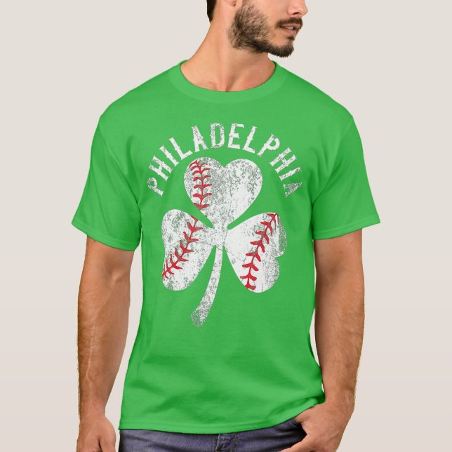 Vintag Philadelphia Baseball Kleeblatt Irish T-Shirt (Vorderseite)