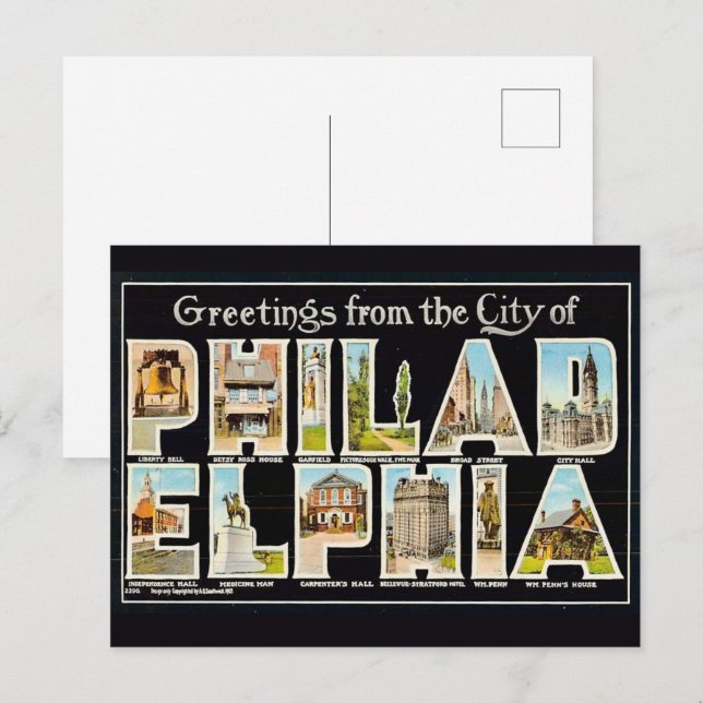 Vintag Philadelphia Greeting Postkarte (Vorne/Hinten)