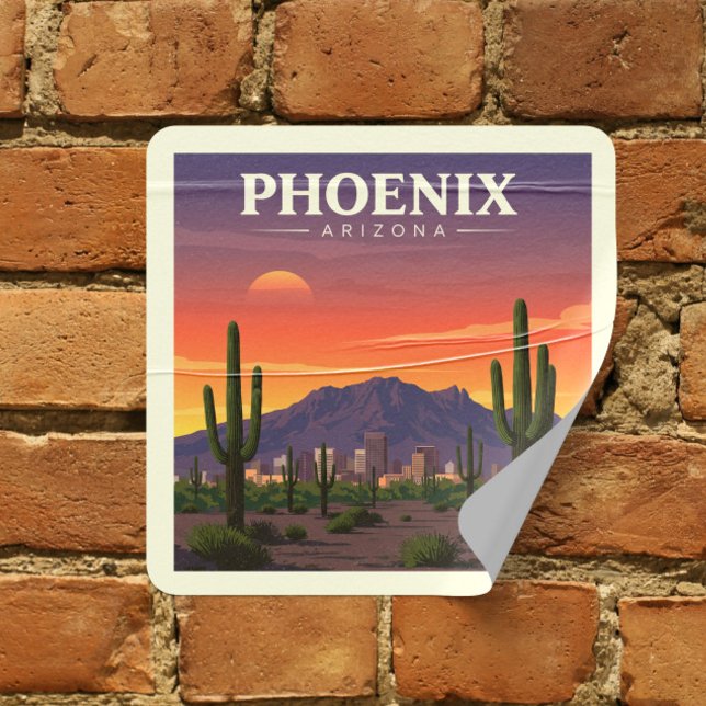Vintag Phoenix Arizona Quadratischer Aufkleber (Von Creator hochgeladen)