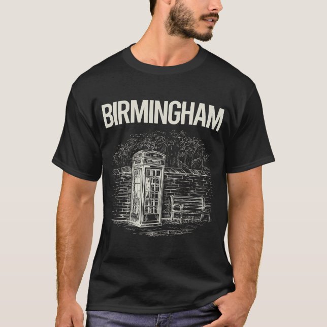 Vintag Phone Booth Birmingham T-Shirt (Vorderseite)